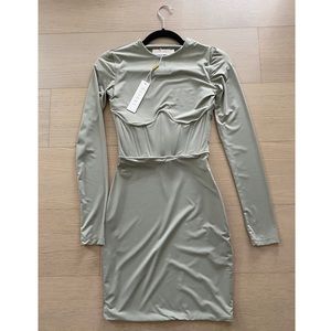 Astrid Long Sleeve Corsetted Waist Mini Dress